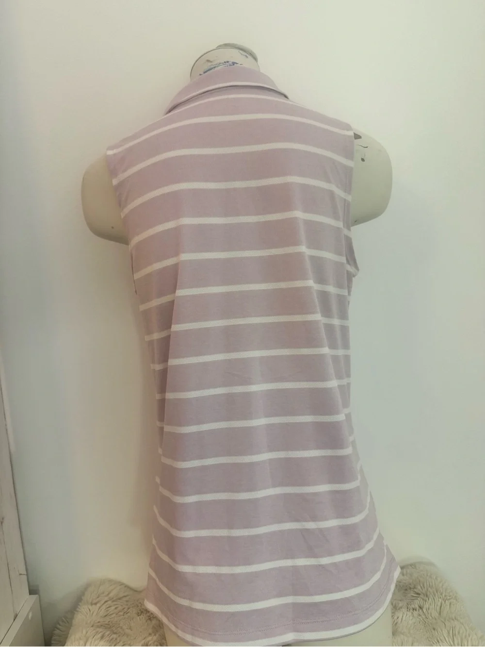 Nike Dri Fit Sleeveless Lavender Stripe Polo Tank Top golf tennis
